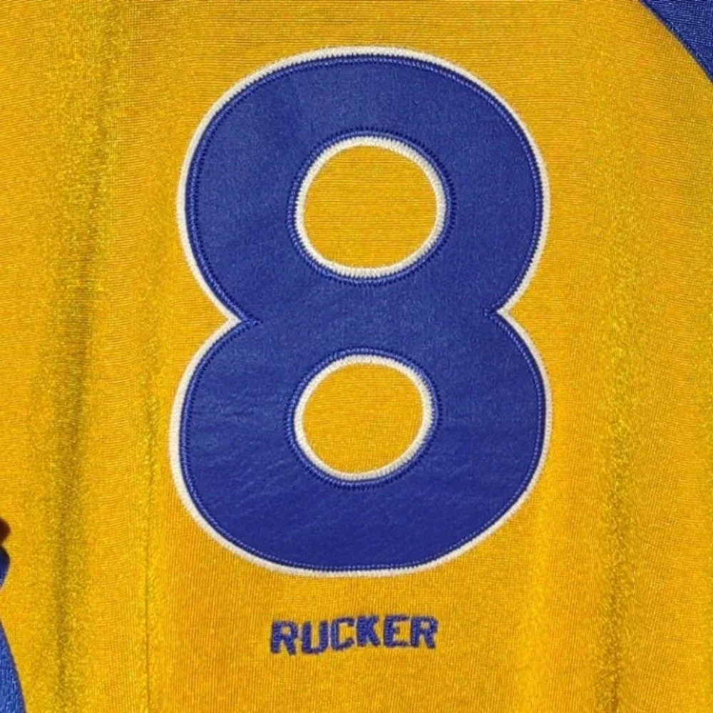 Stall & Dean Rucker Vintage Cougars Jersey Mens 2XL Royal Blue Yellow 8 R14-SSCG